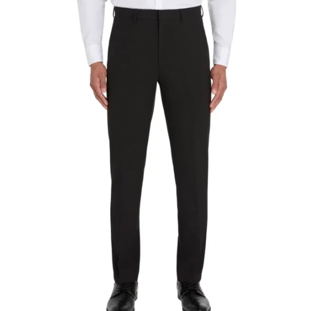 NWOT Calvin Klein Mens Black Slim Fit Stretch Flat Front Dress Pants 36X29